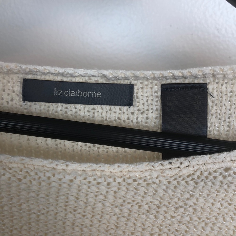 Liz Claiborne cream long sleeve knit sweater - Picture 4 of 4